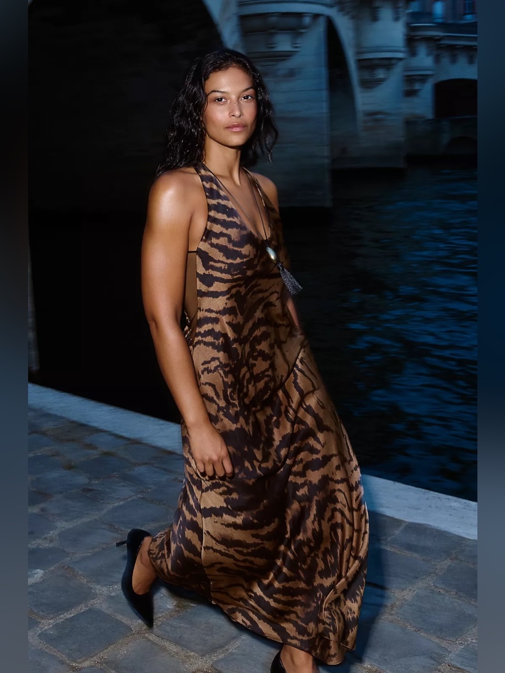 Open-back Animal Print Dress By Anthropologie